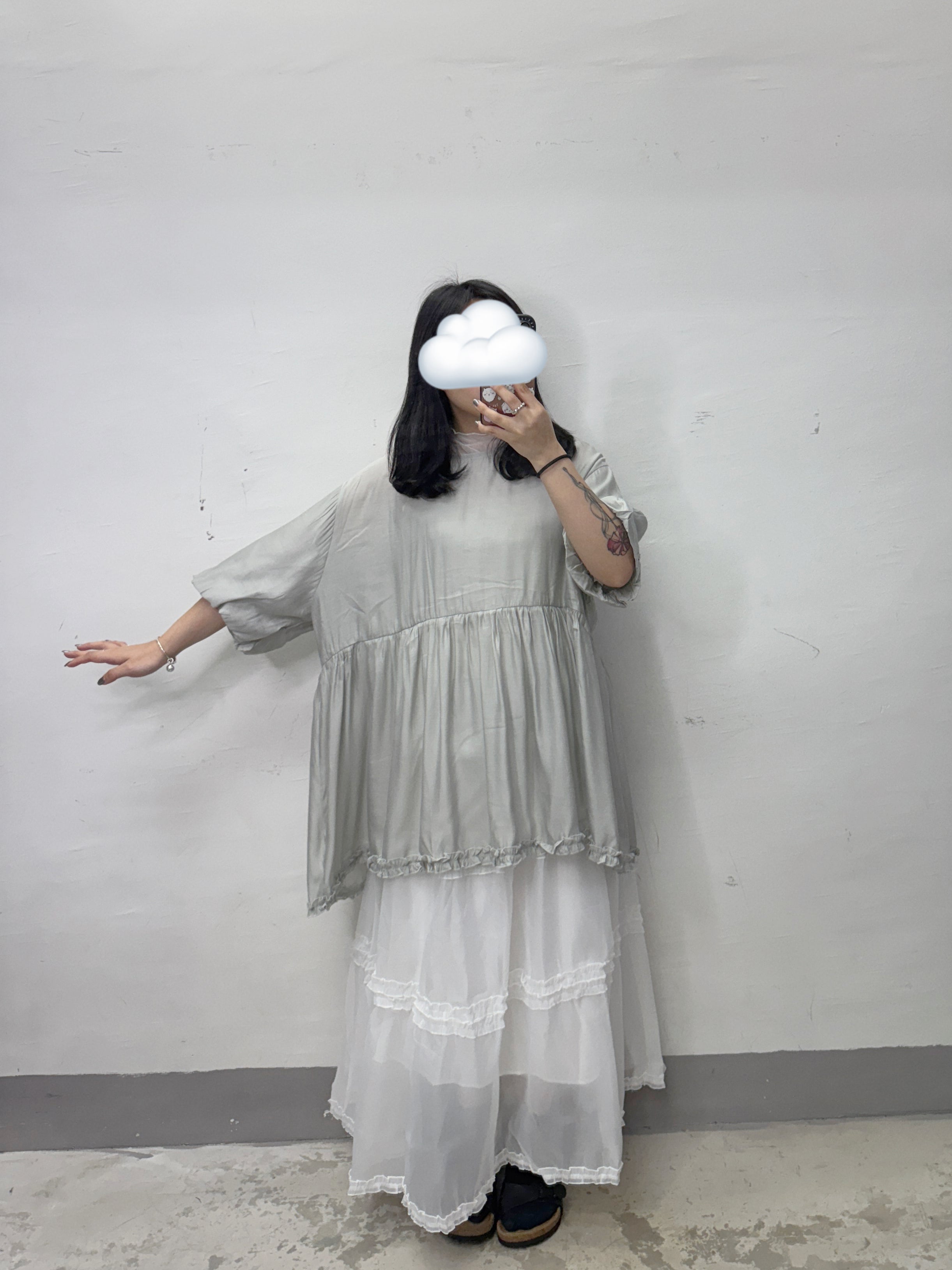 【SALE】泡泡袖下擺ruffle邊top丨4 col