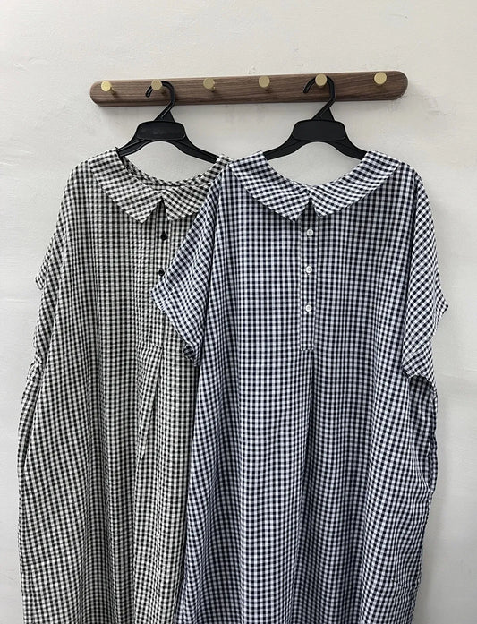 【SALE】娃娃領2-way格子ops|2 col