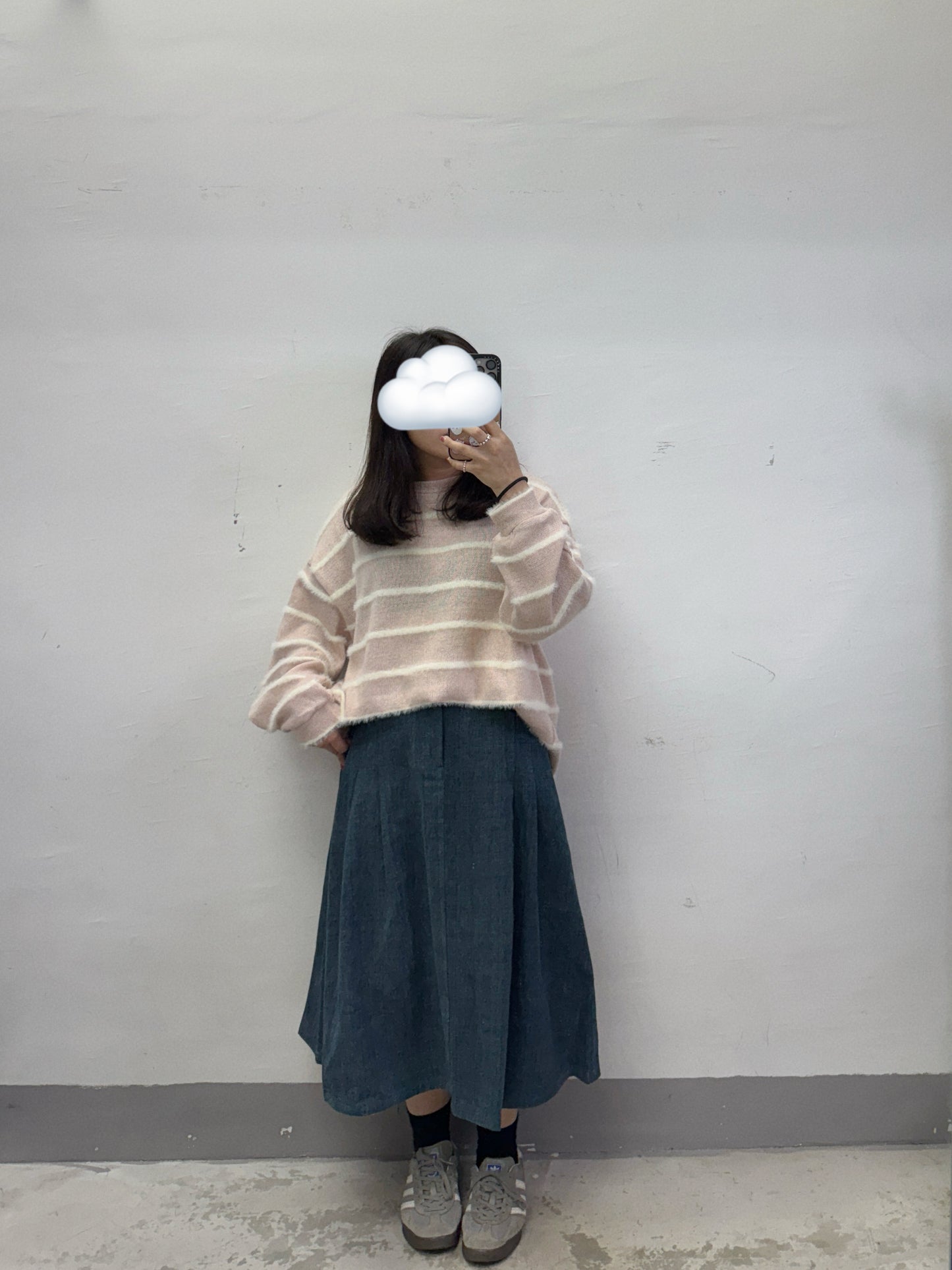 【SALE】針織條紋上衣丨藍