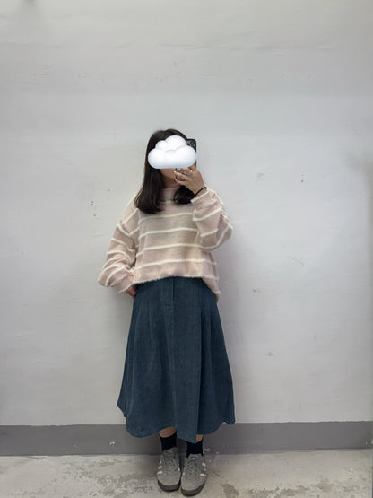 【SALE】針織條紋上衣丨藍