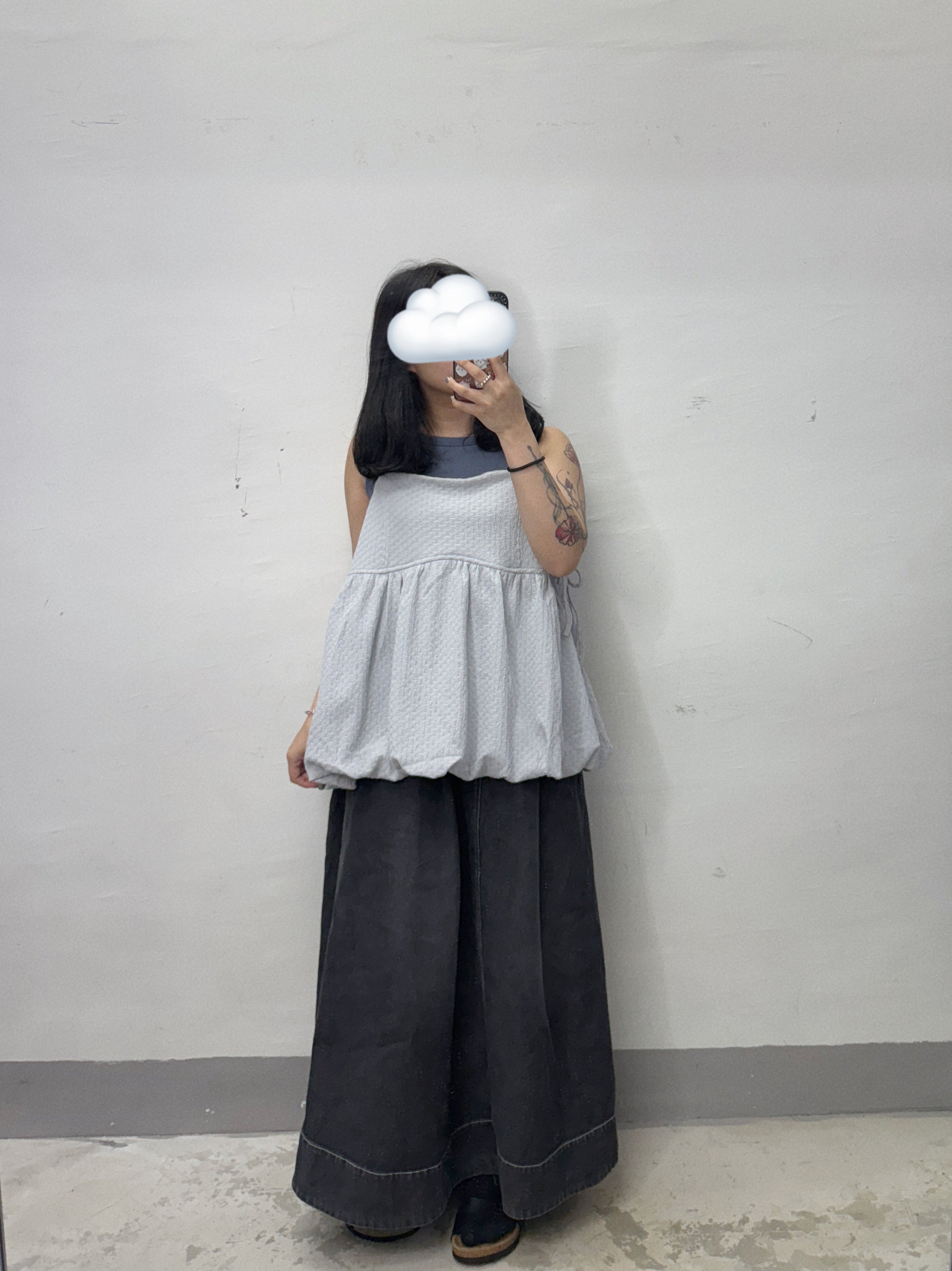 【SALE】暗紋側綁帶微泡型外搭丨綠