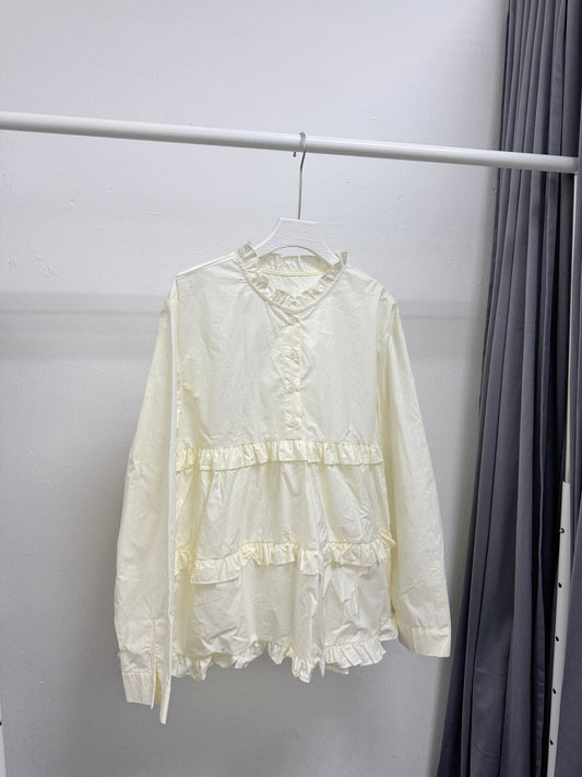 【SALE】ruffle邊恤top｜黃