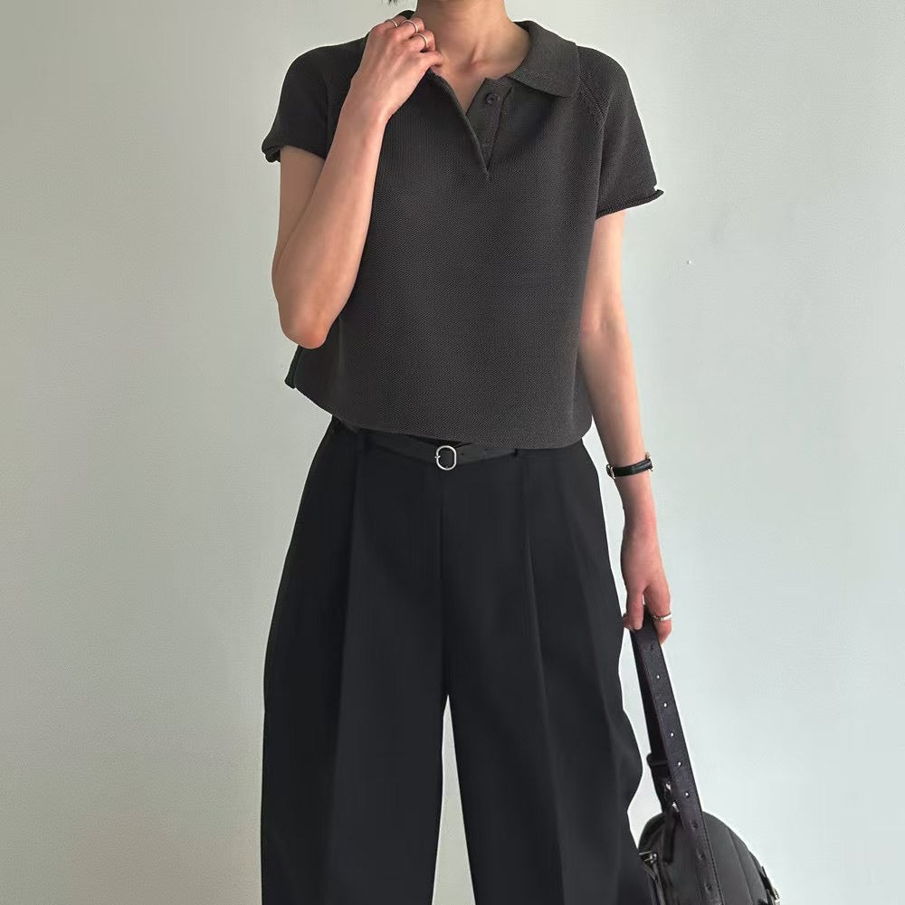 【SALE】通爽針織有領top丨黑