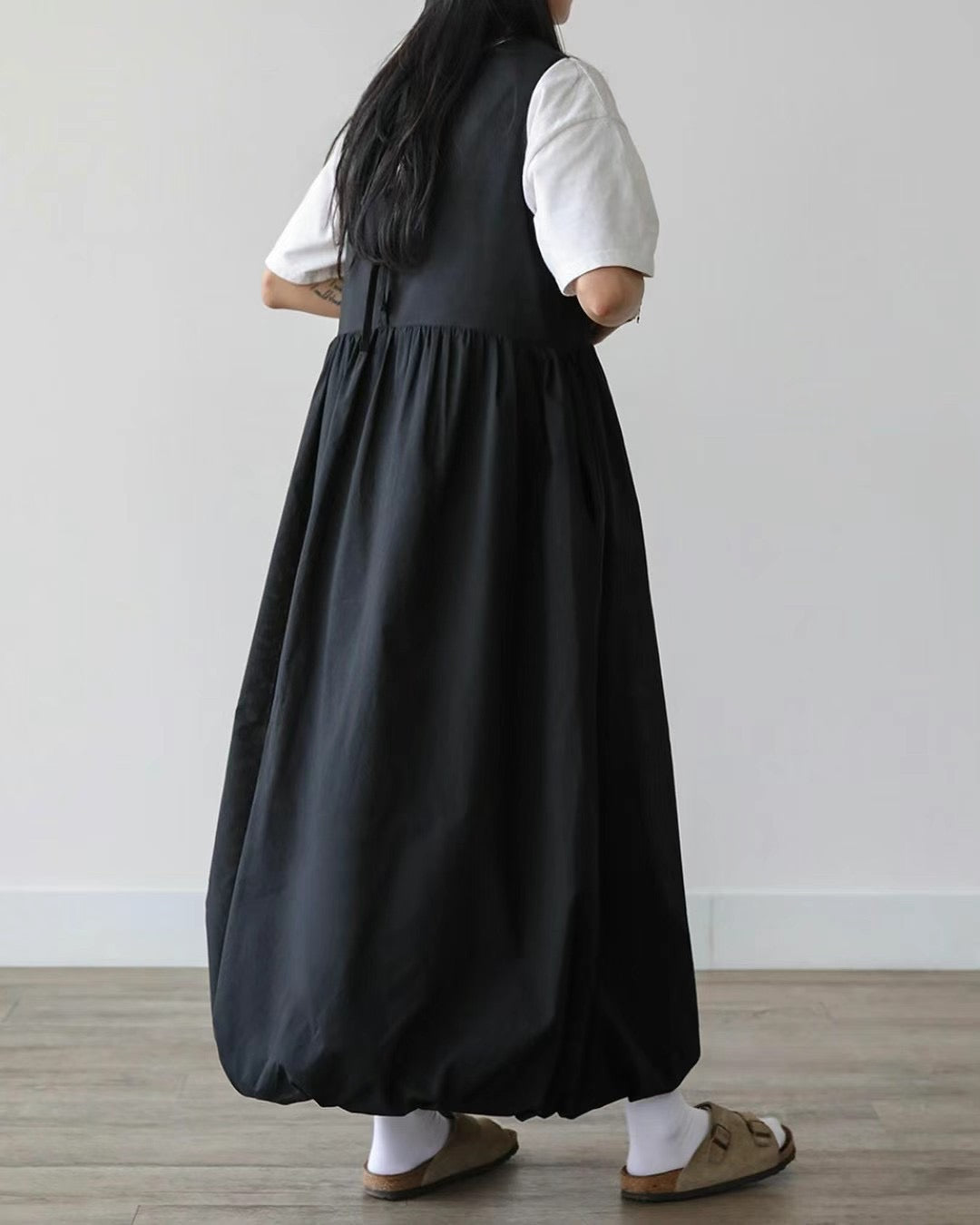 【SALE】2-way 綁帶蝴蝶結泡泡ops｜白