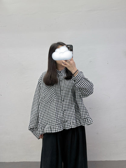 下擺ruffle反領恤top丨3 col