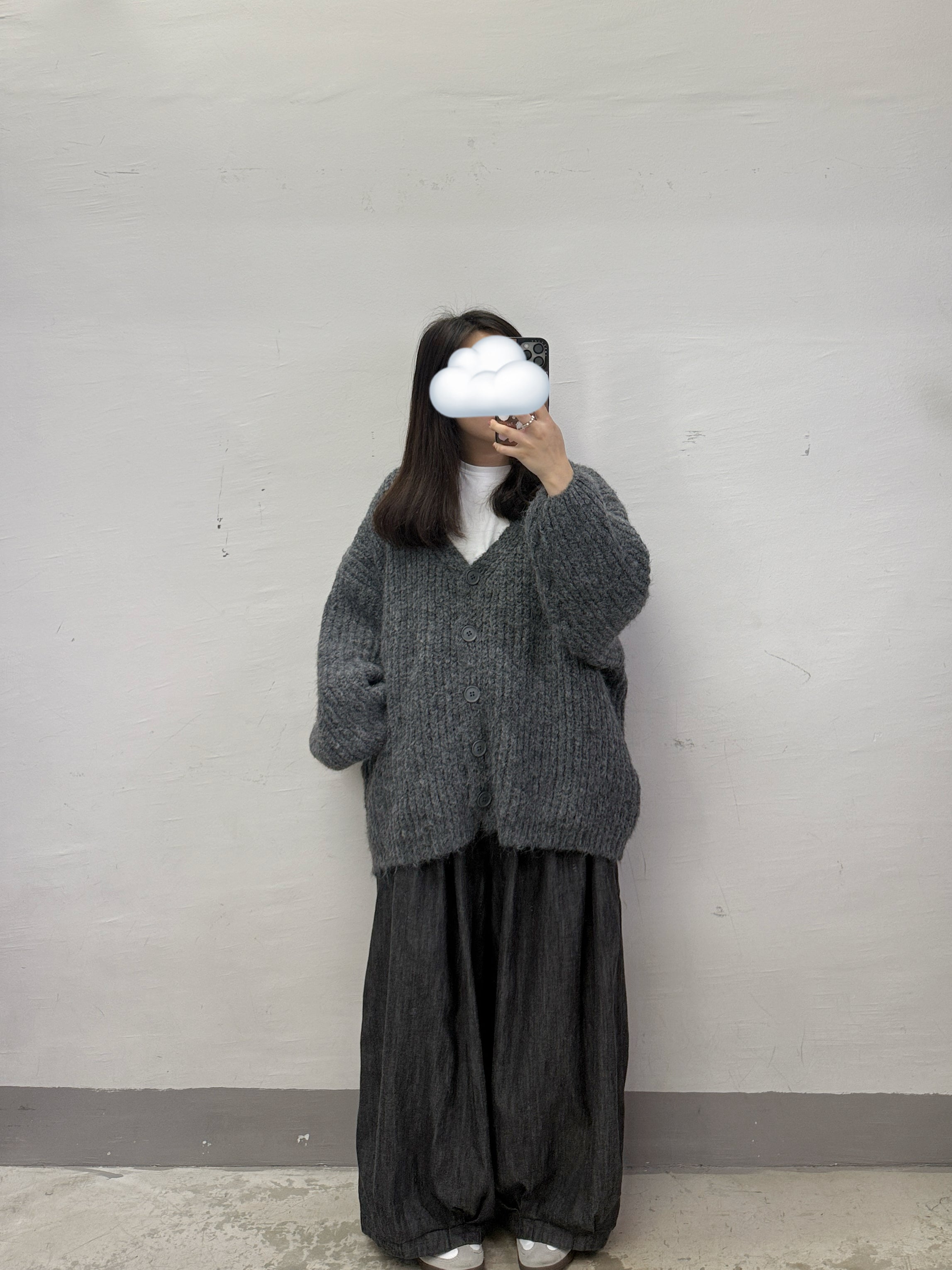 v領針織冷外套丨灰