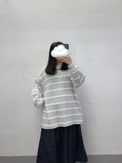【SALE】針織條紋上衣丨藍