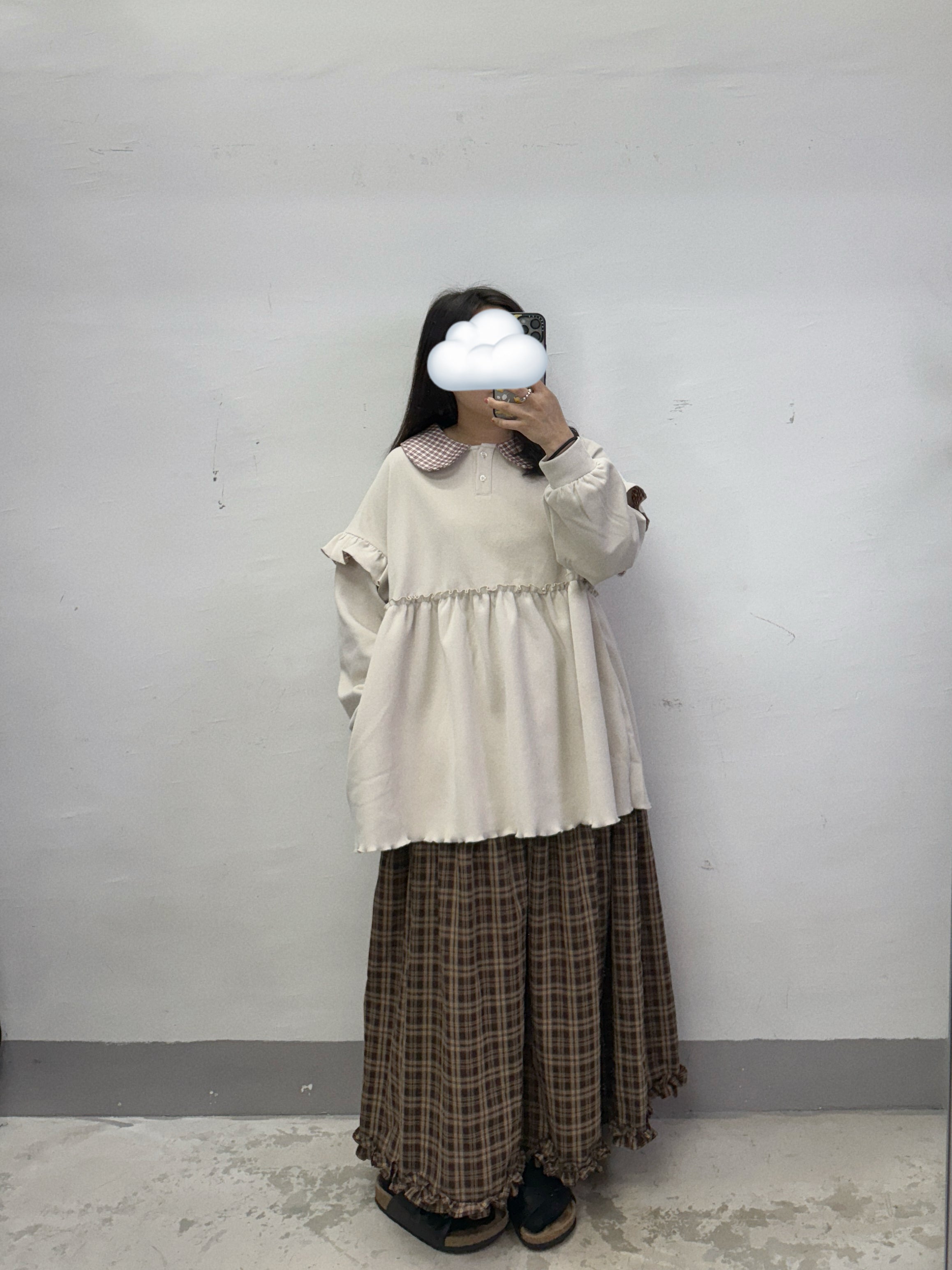 【Time Offer】推！拼格娃娃領ruffle top(有側袋)丨3 col