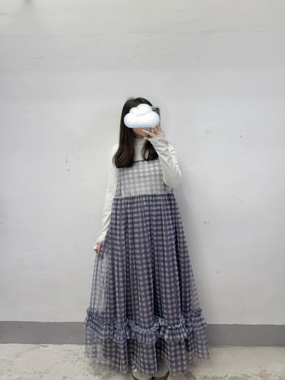 【SALE】紗紗格紋吊帶ops丨薄荷綠