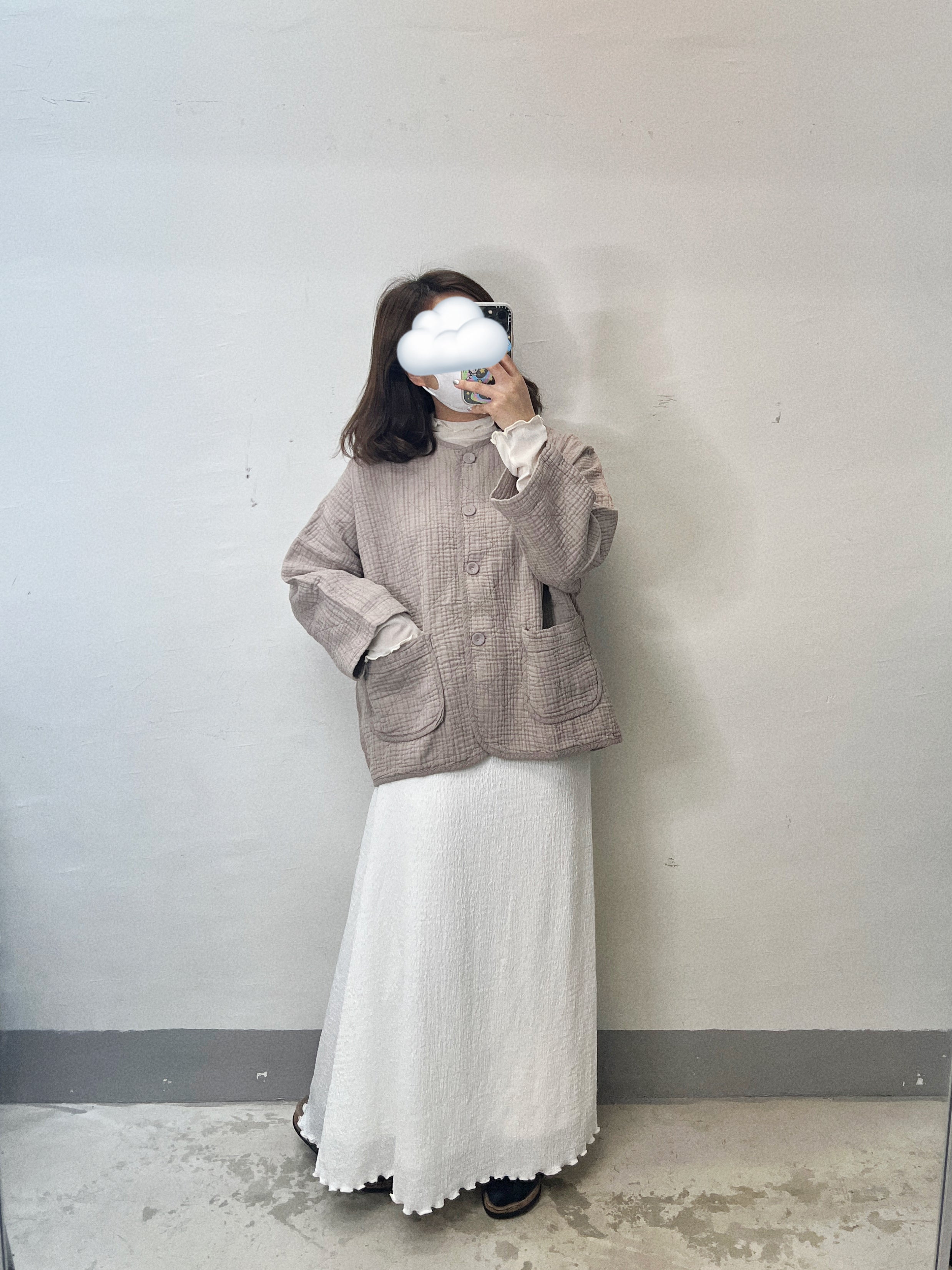 暗條紋菱格薄棉外套｜2 col