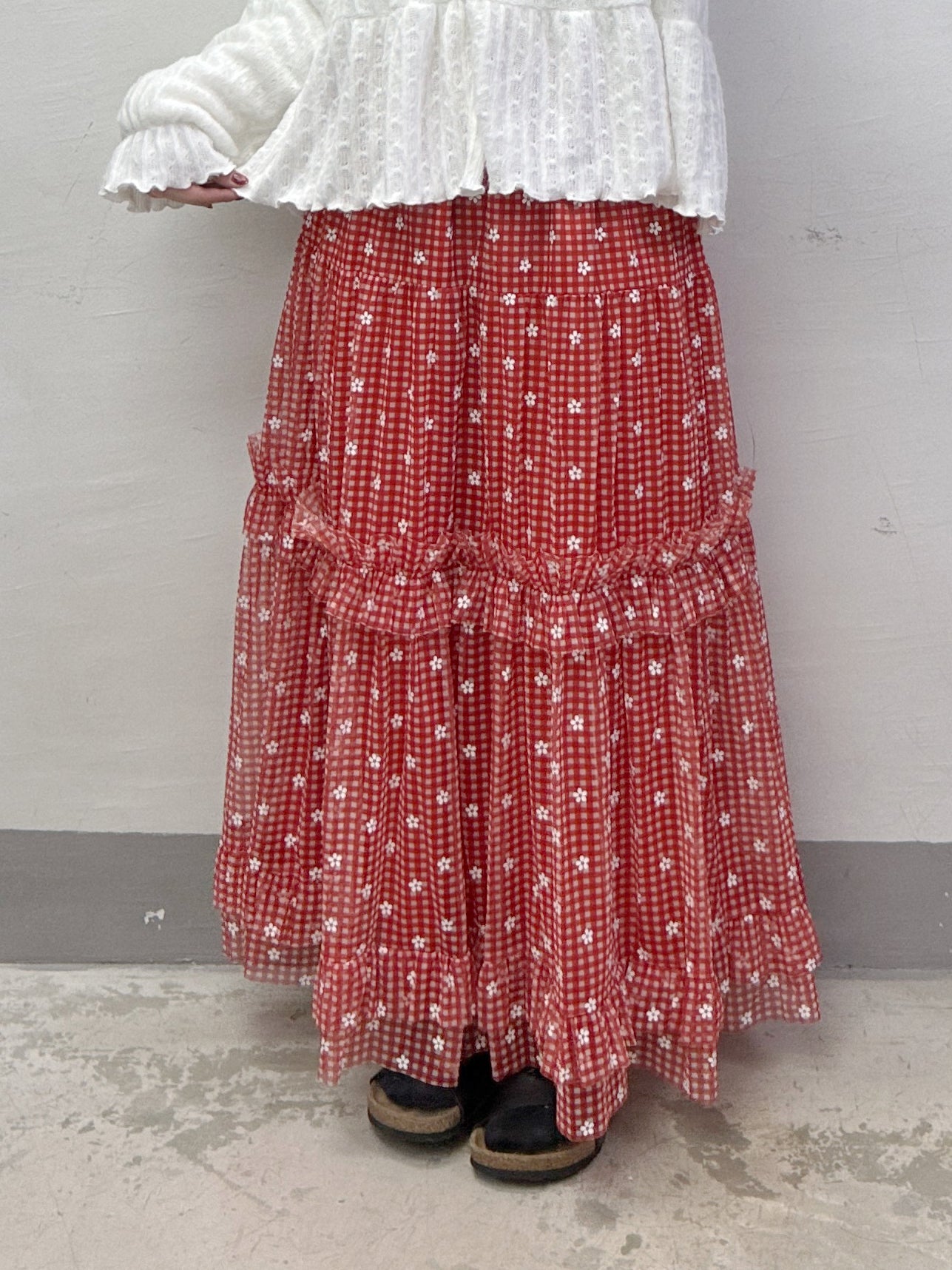 【新品優惠】印花拼格紋紗紗半身裙丨4 col