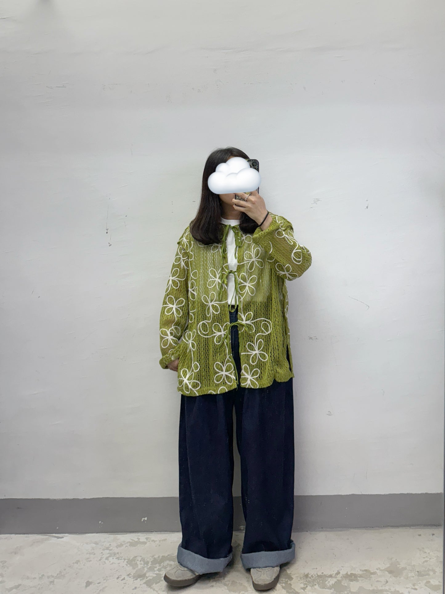 【SALE】花花紋網網針織綁帶外襯丨4 col