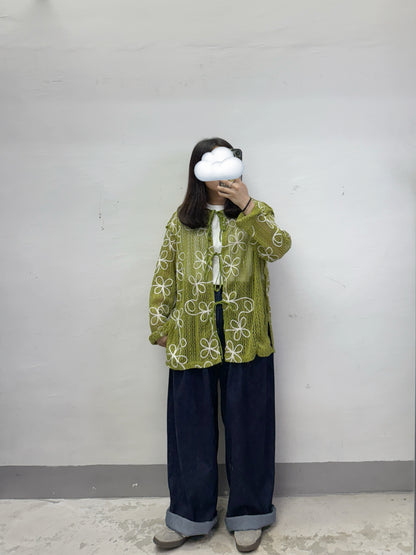 【SALE】花花紋網網針織綁帶外襯丨4 col