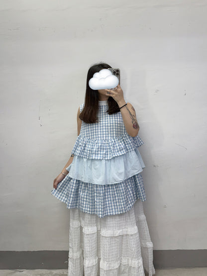 【SALE】層次ruffle邊拼布背心丨2 col