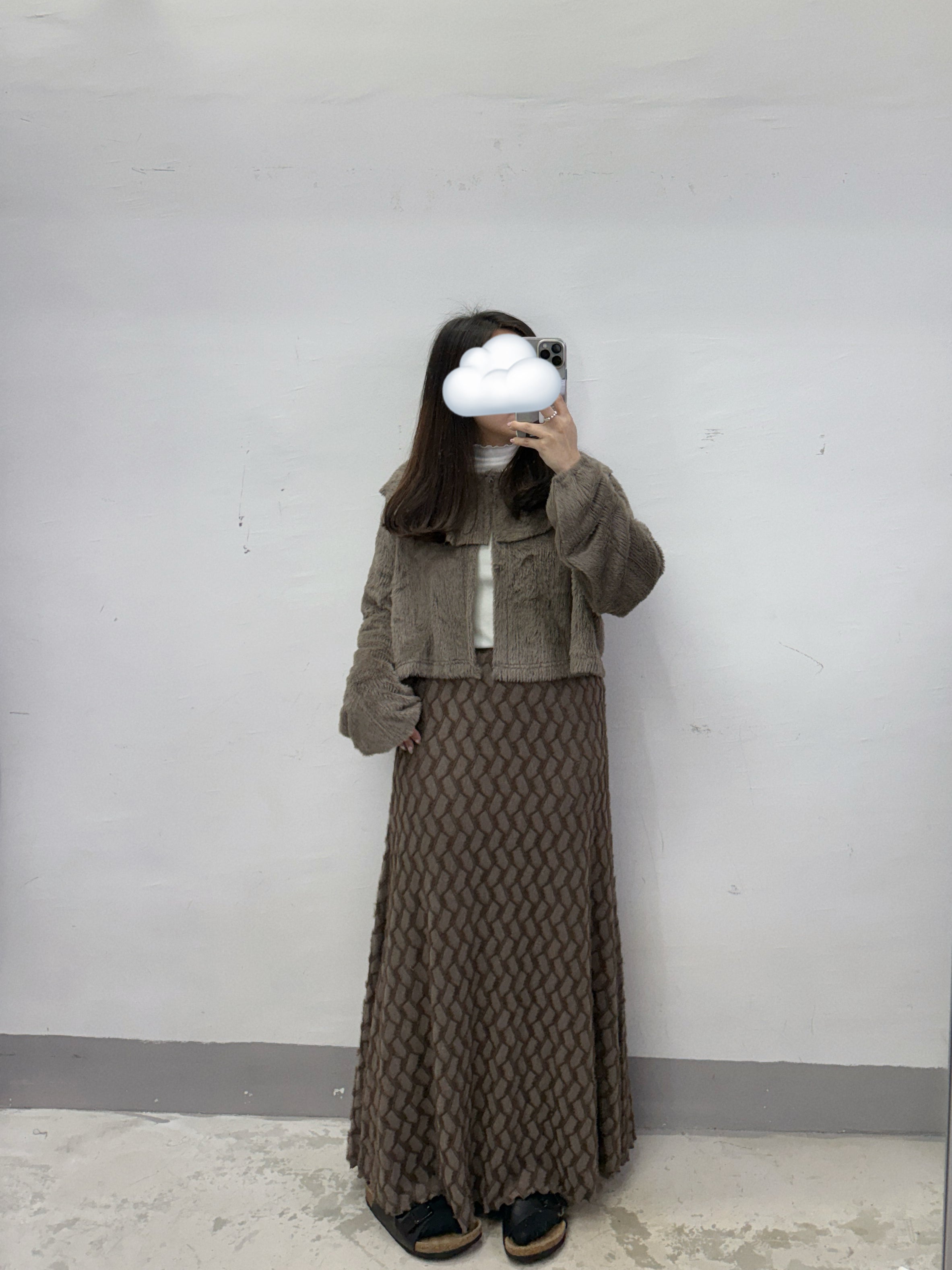 【SALE】荷葉領毛毛外襯丨灰