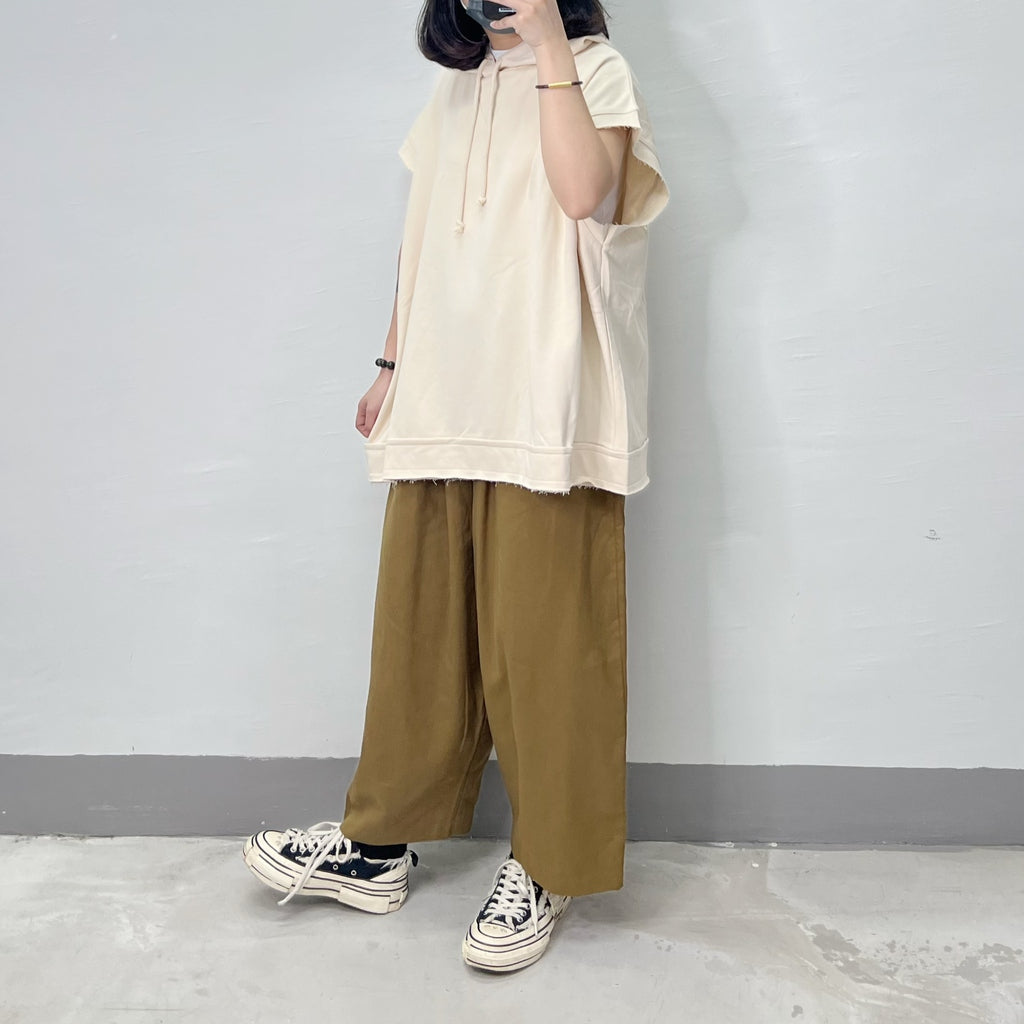 【SALE】珠地棉料有帽top｜黑