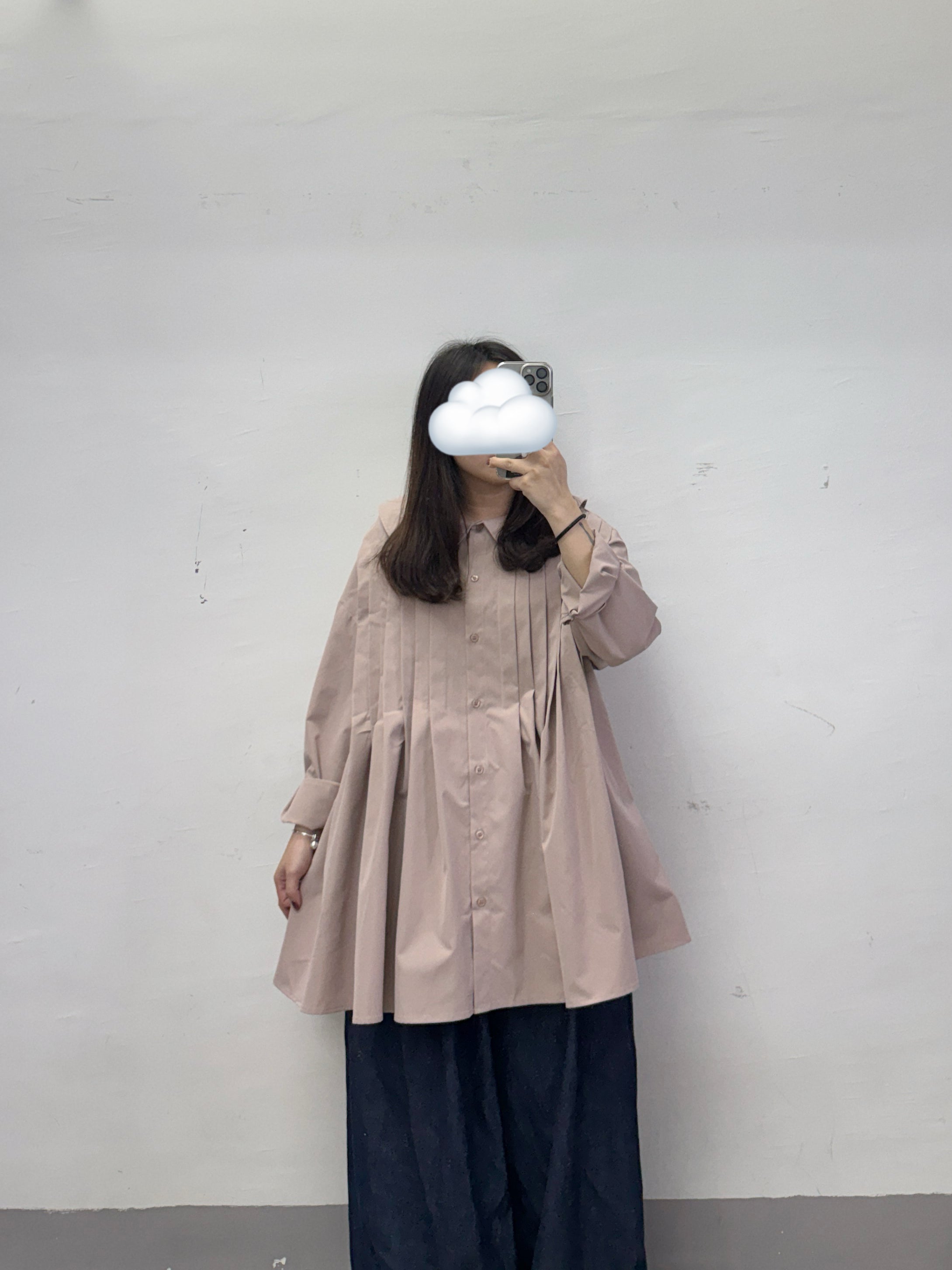 【SALE】娃娃領壓褶恤上衣丨粉 藍