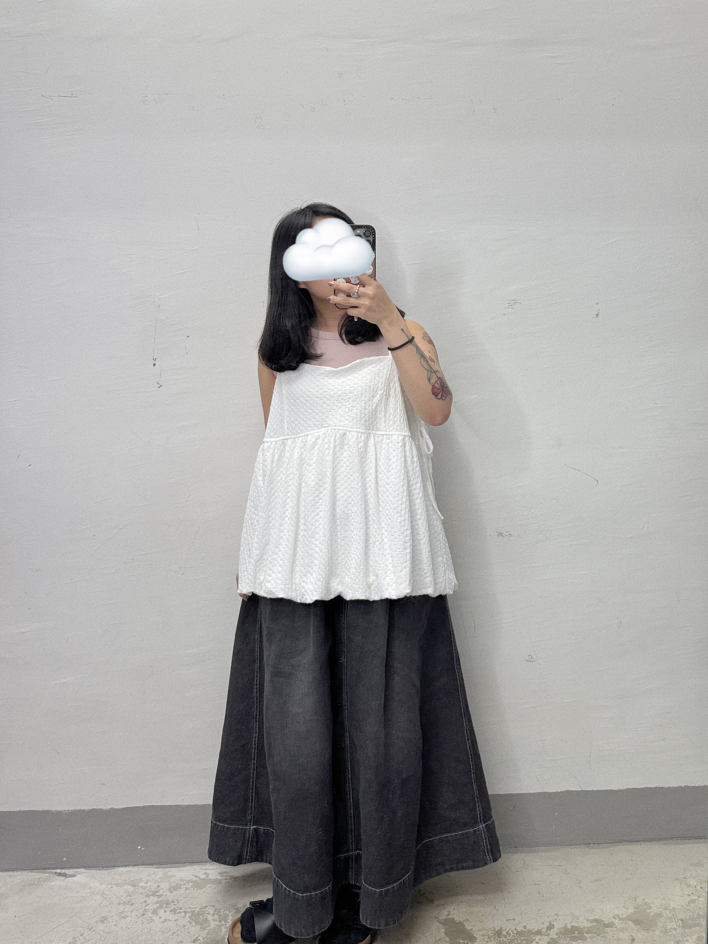 【SALE】暗紋側綁帶微泡型外搭丨綠