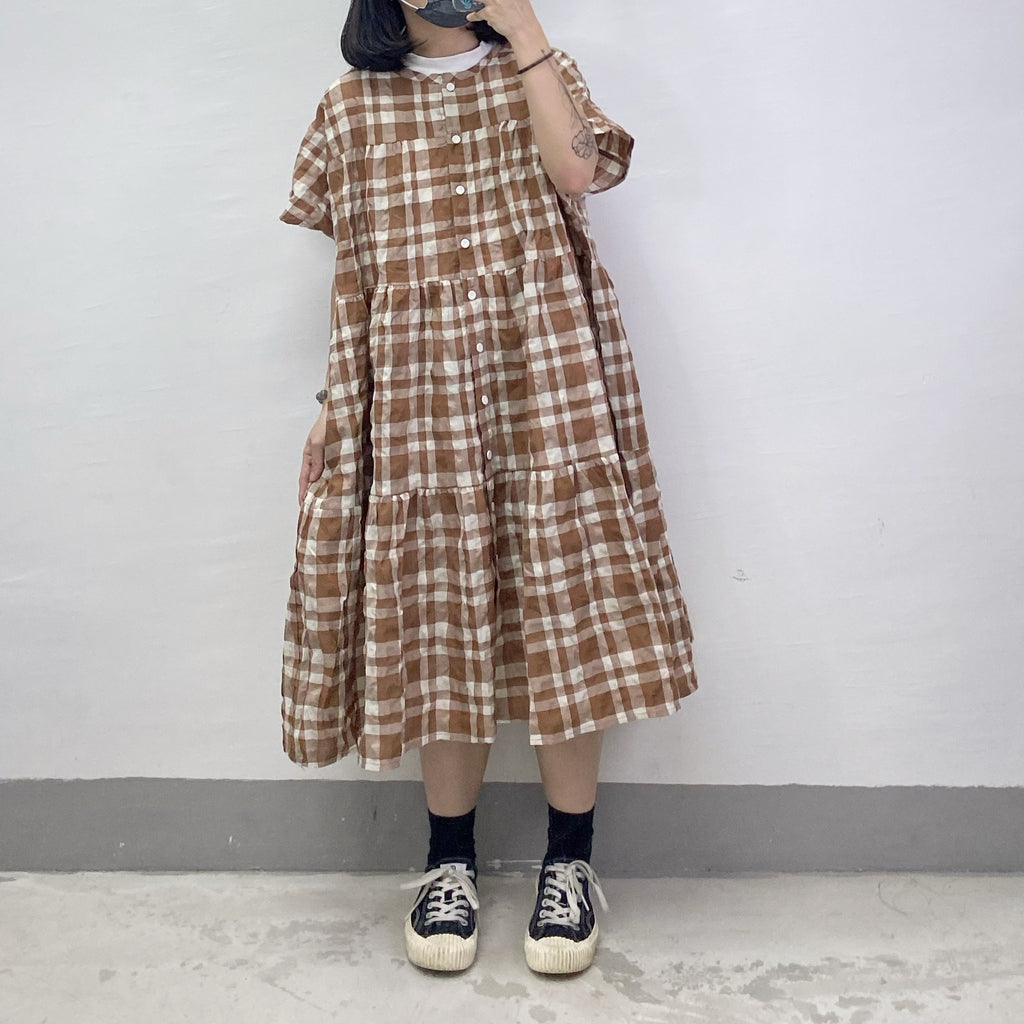 【SALE】格子中長層層ops｜3 col