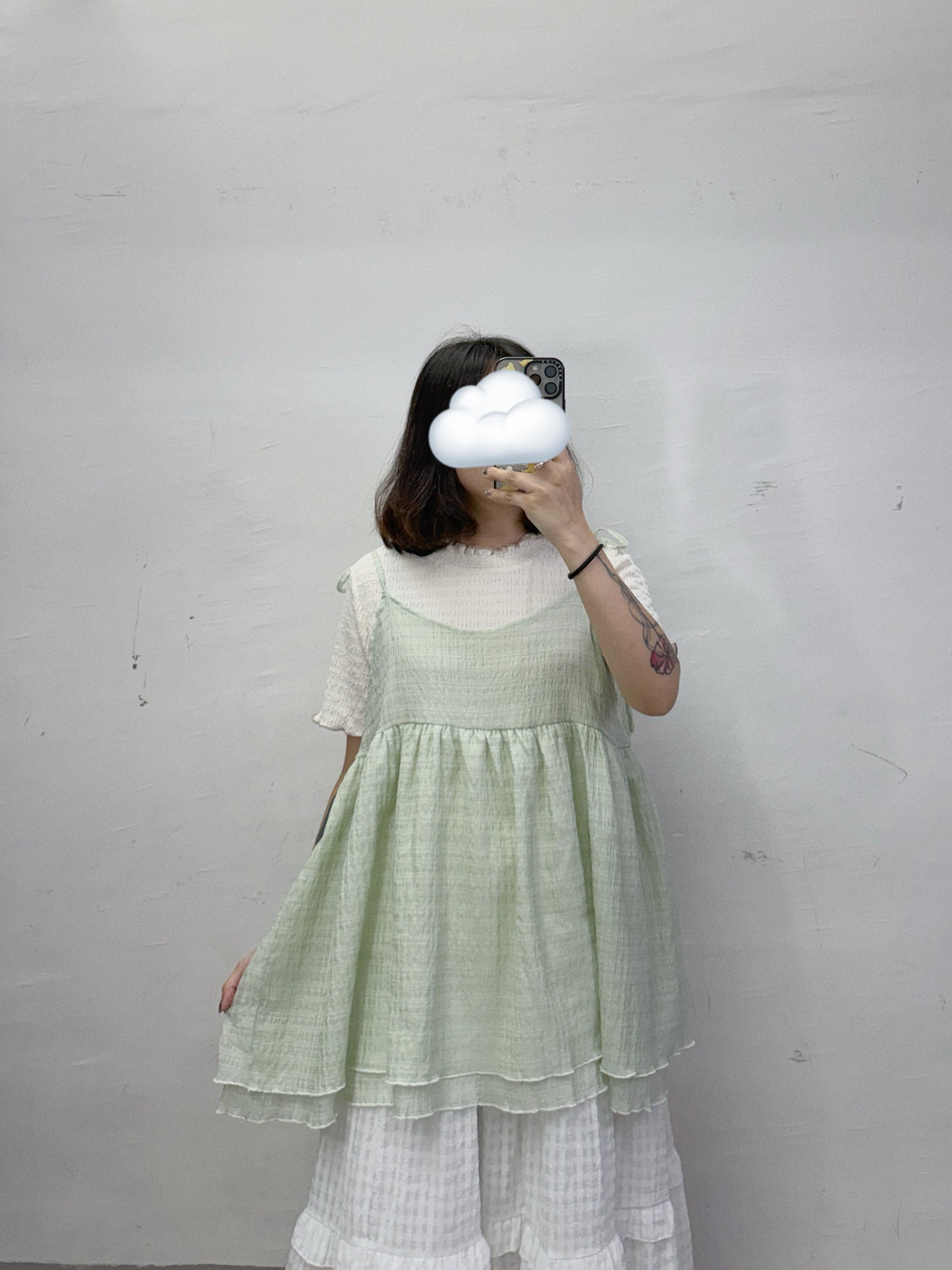 【SALE】格紋雙層綁帶外搭丨3 col