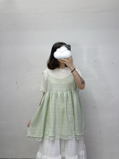 【SALE】格紋雙層綁帶外搭丨3 col