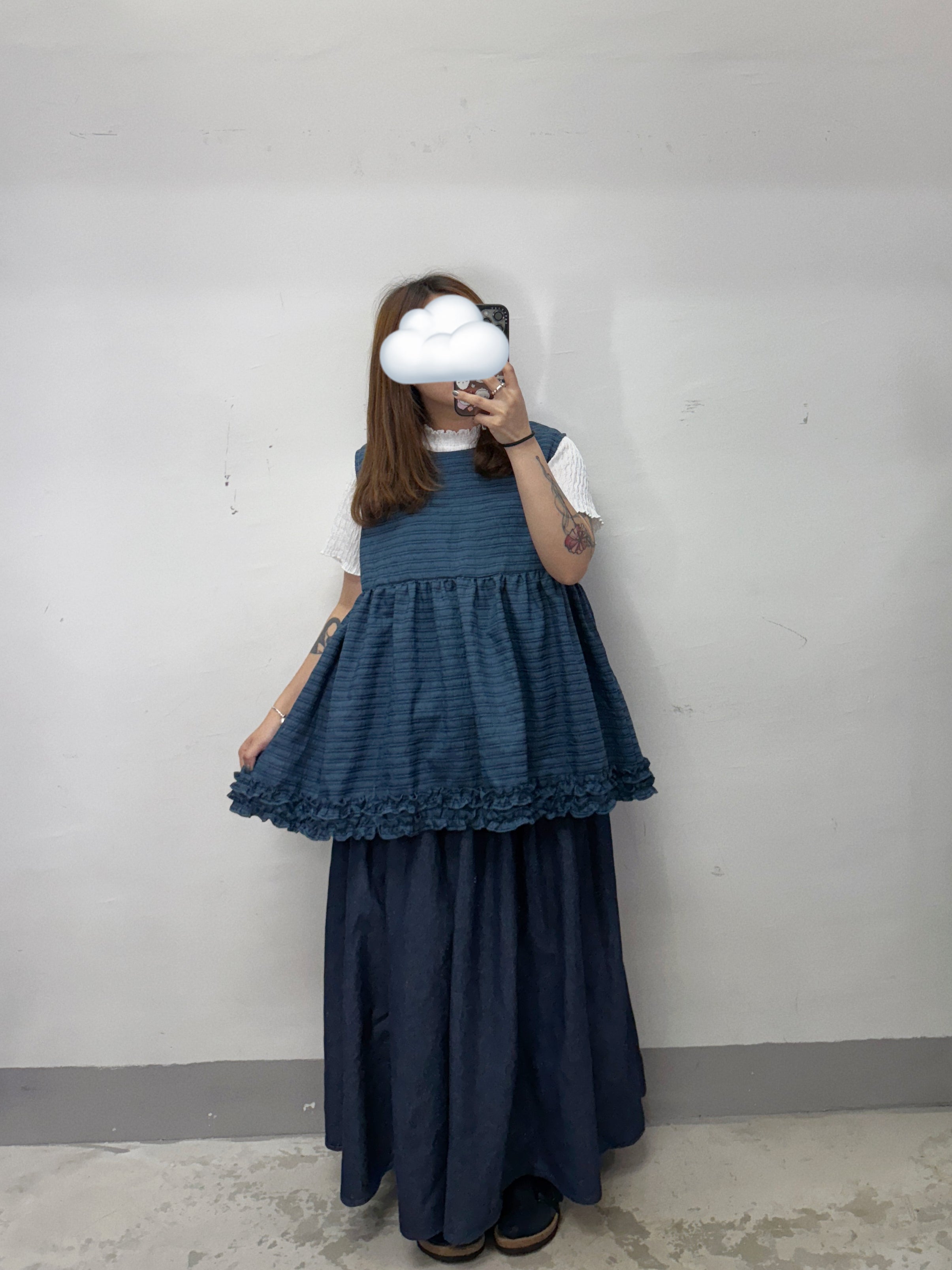 【SALE】暗紋ruffle邊背心外搭丨4 col