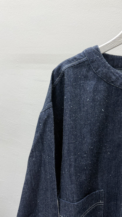 【SALE】顆粒圓領薄牛仔外套