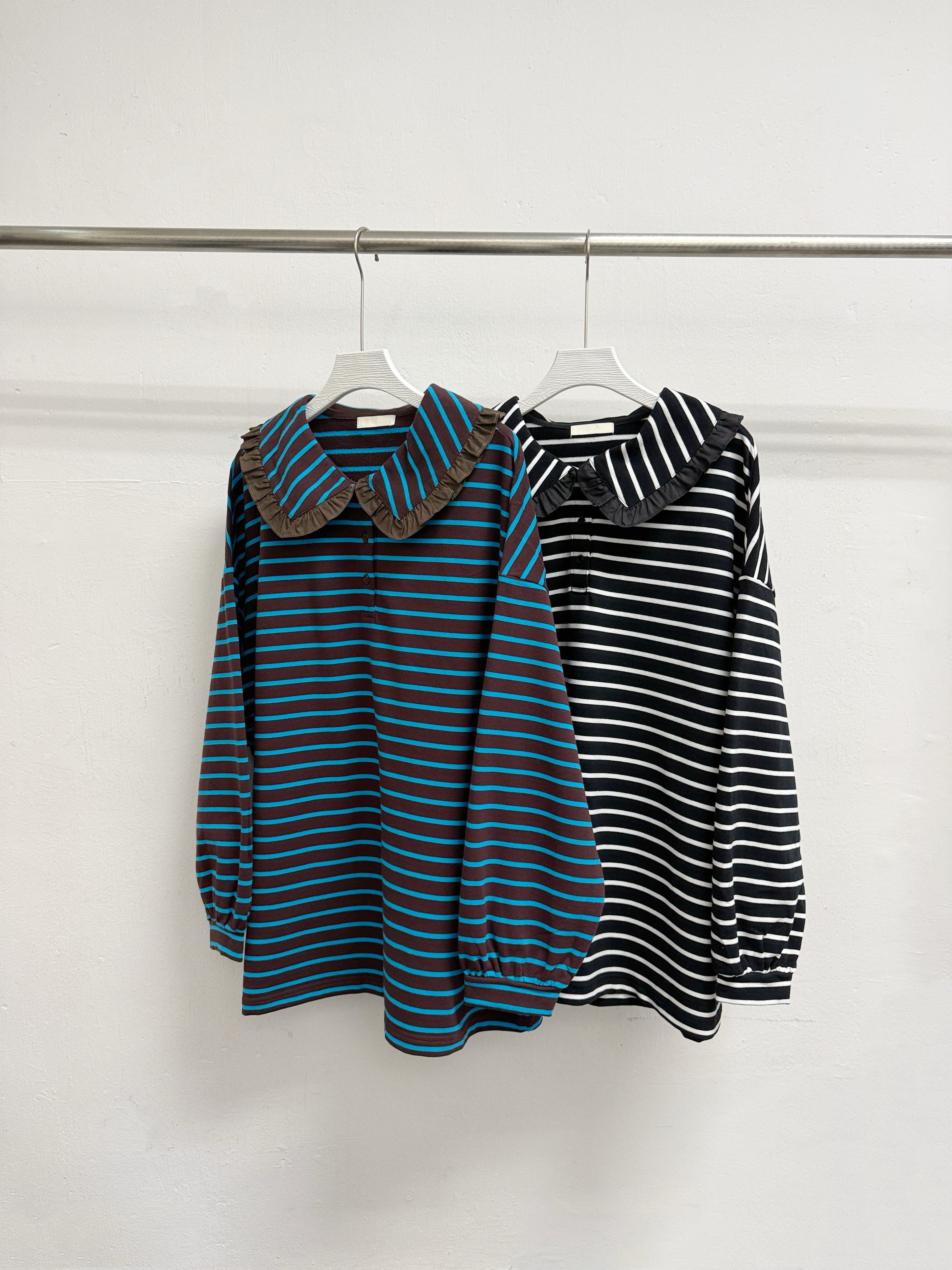 娃娃領條紋上衣丨5 col