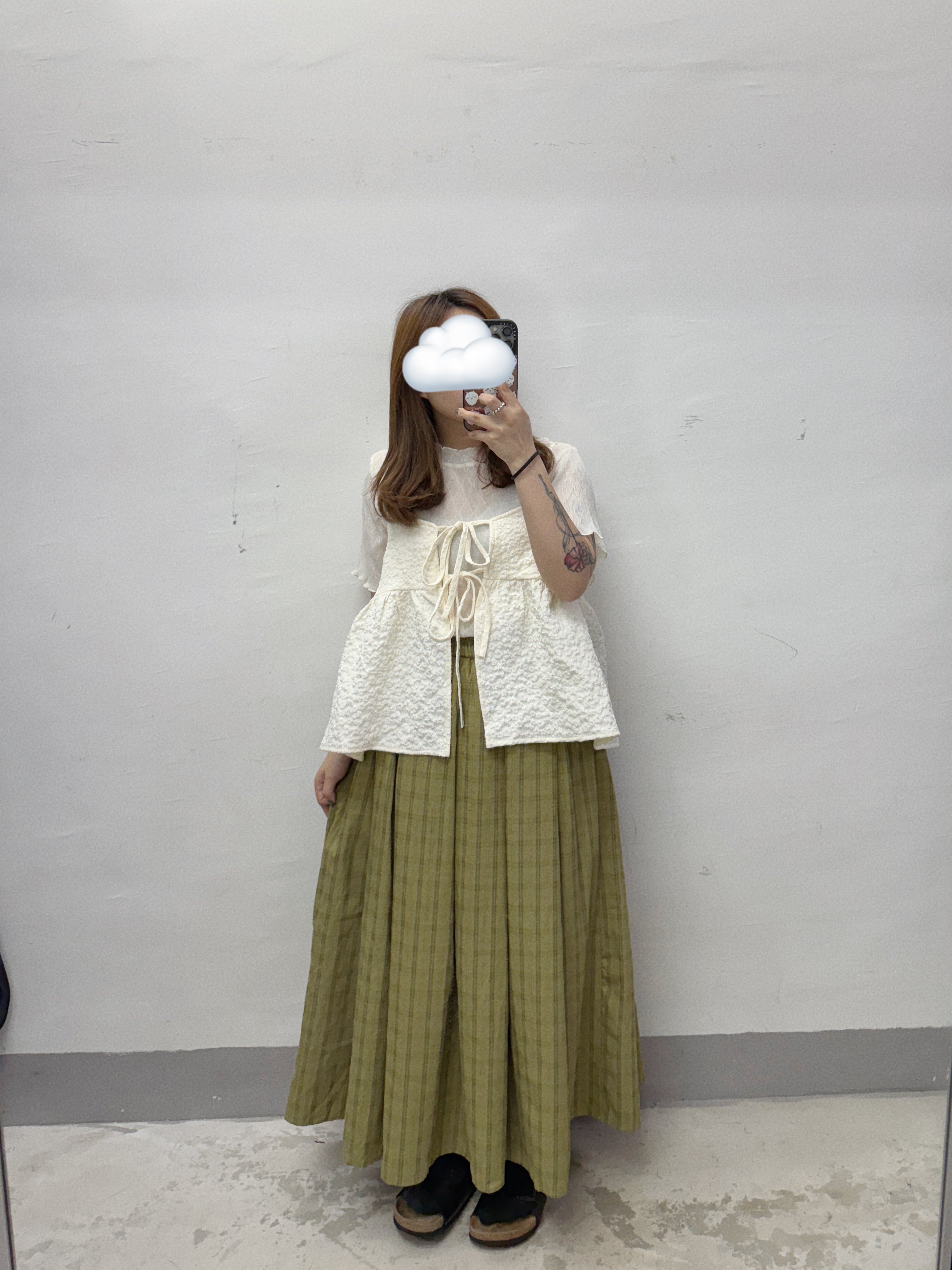 【SALE】2-way花花綁帶外搭丨奶油