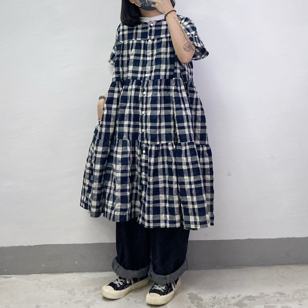 【SALE】格子中長層層ops｜3 col