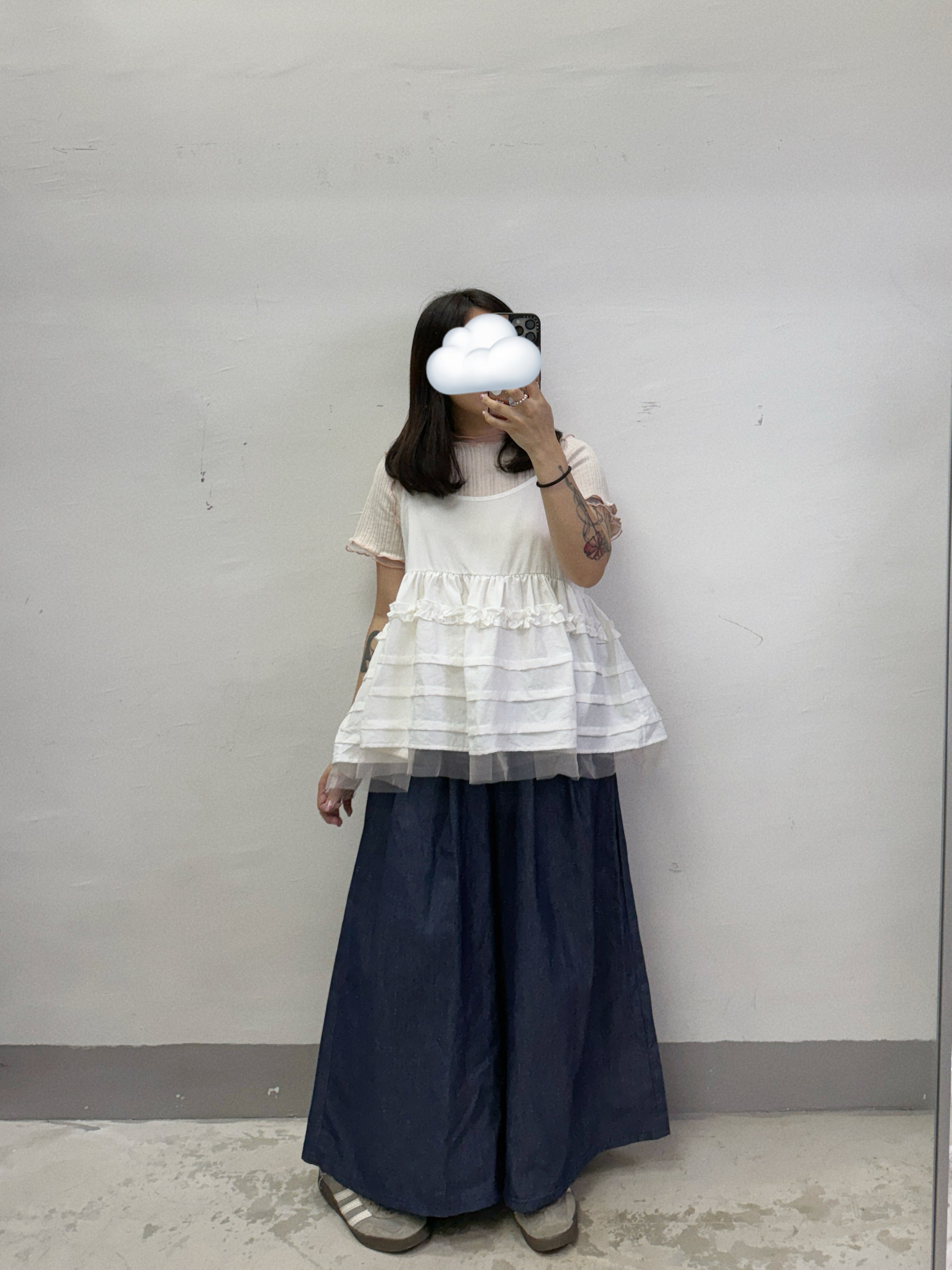 【SALE】RUFFLE邊壓折拼紗外搭丨4 col