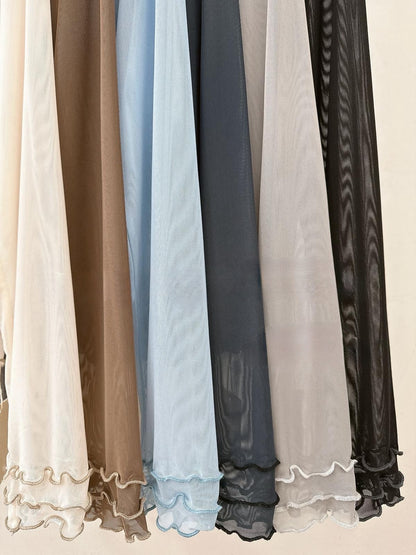 【SALE】波浪邊半透打底top丨米白 啡 深藍