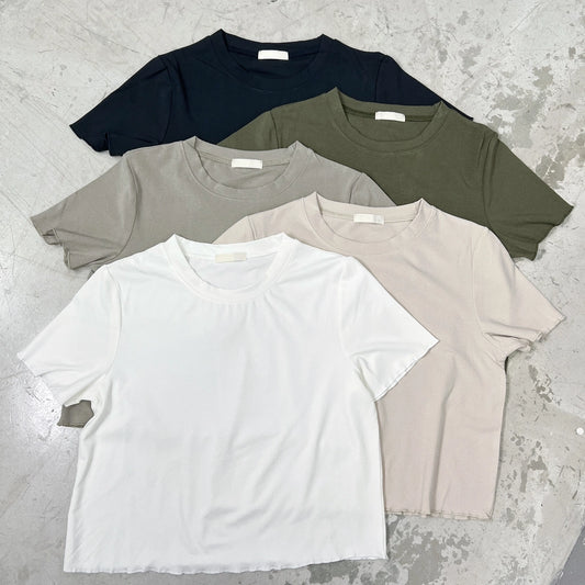 【SALE】ruffle邊daily basic tee｜粉杏