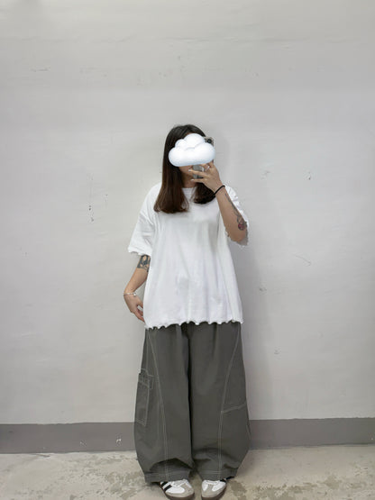【SALE】ruffle邊闊型上衣丨白