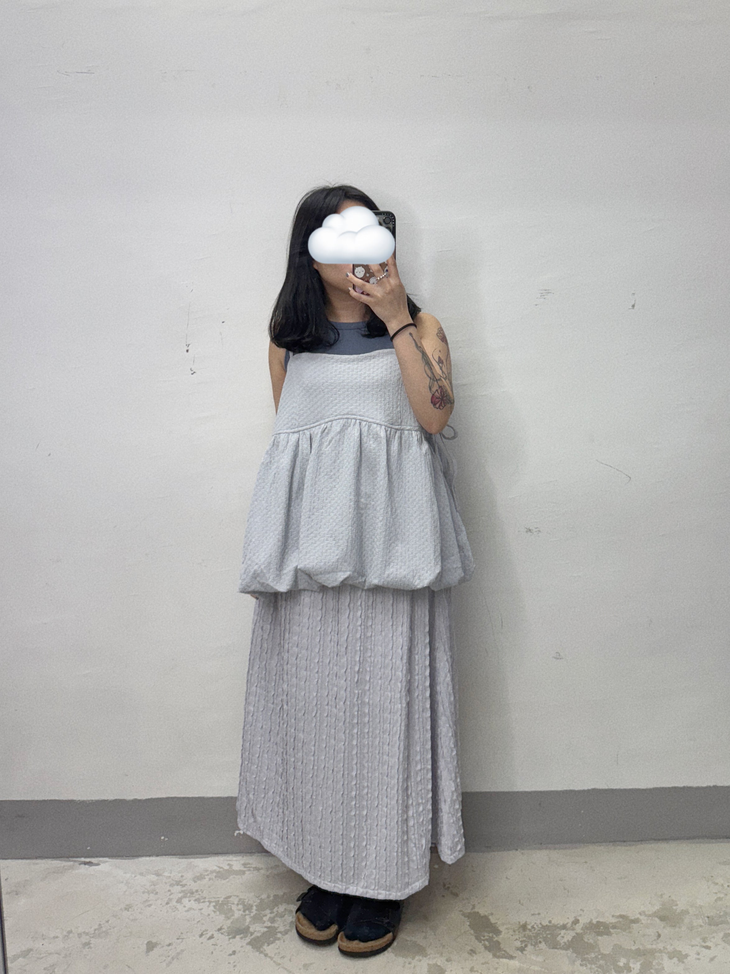 【SALE】暗紋側綁帶微泡型外搭丨綠