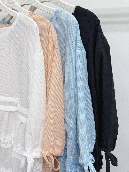 【新品優惠】暗格點點紋傘型上衣丨4 col