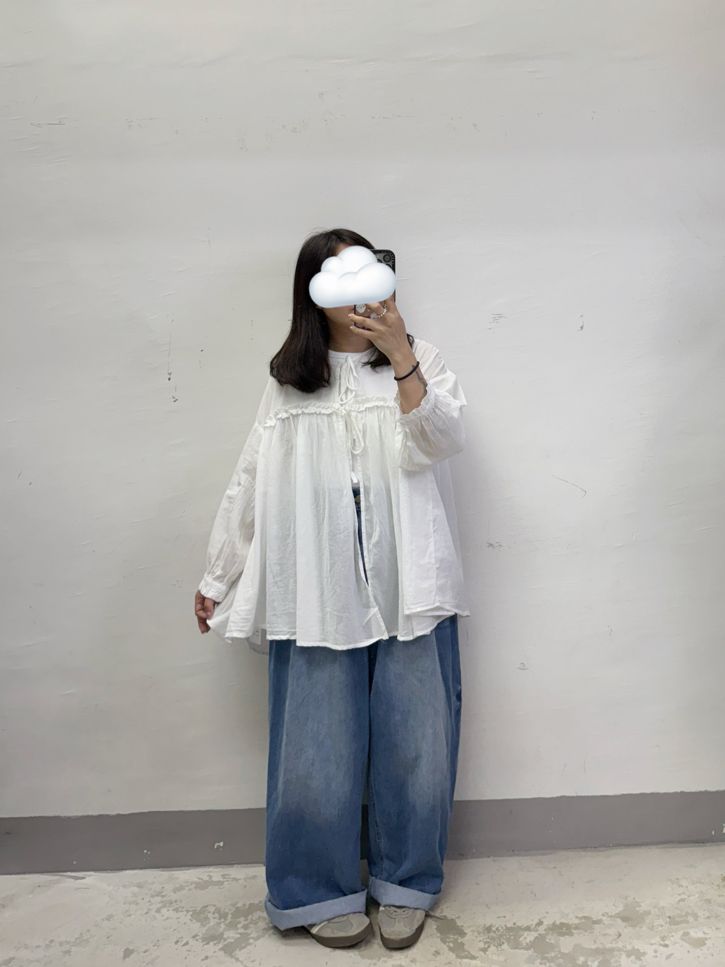 推！ruffle邊綁帶薄外襯丨白