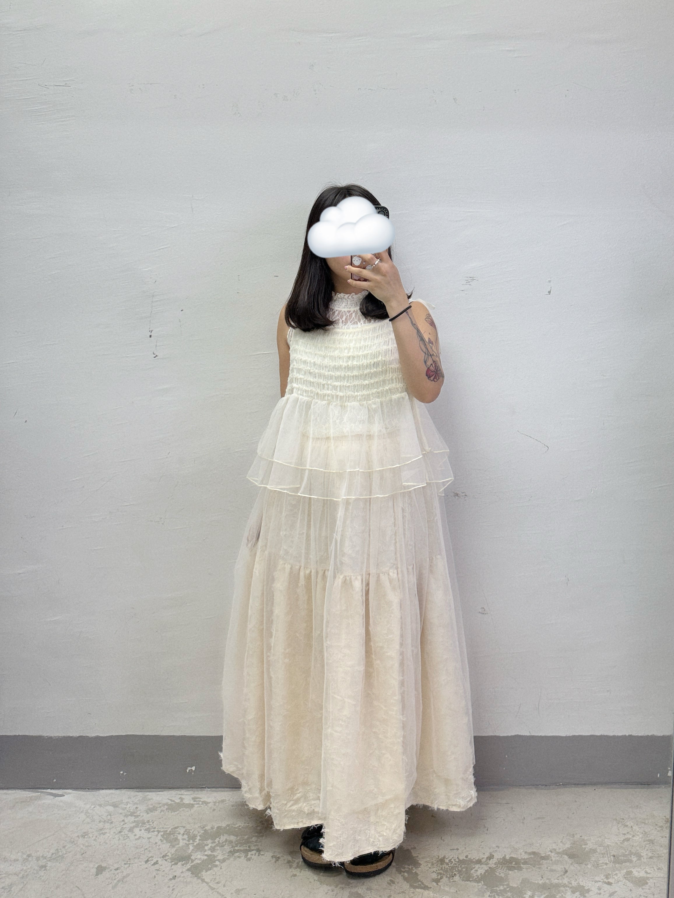 【SALE】皺皺透紗雙層綁帶外搭丨2 col