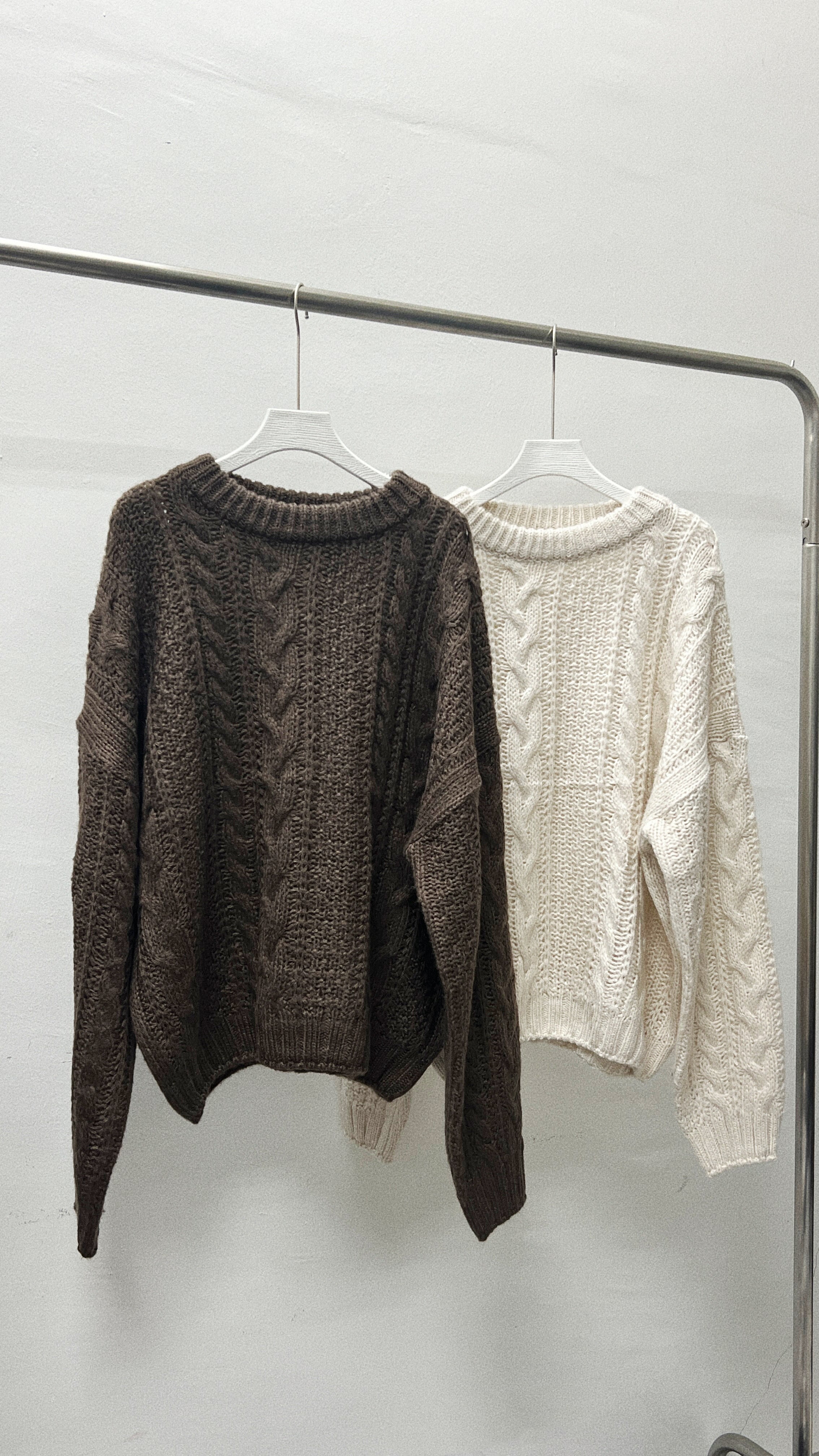 麻花紋冷衫｜米白