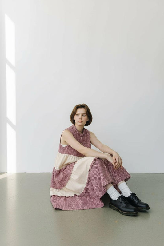 拼布格紋ruffle ops丨2 col