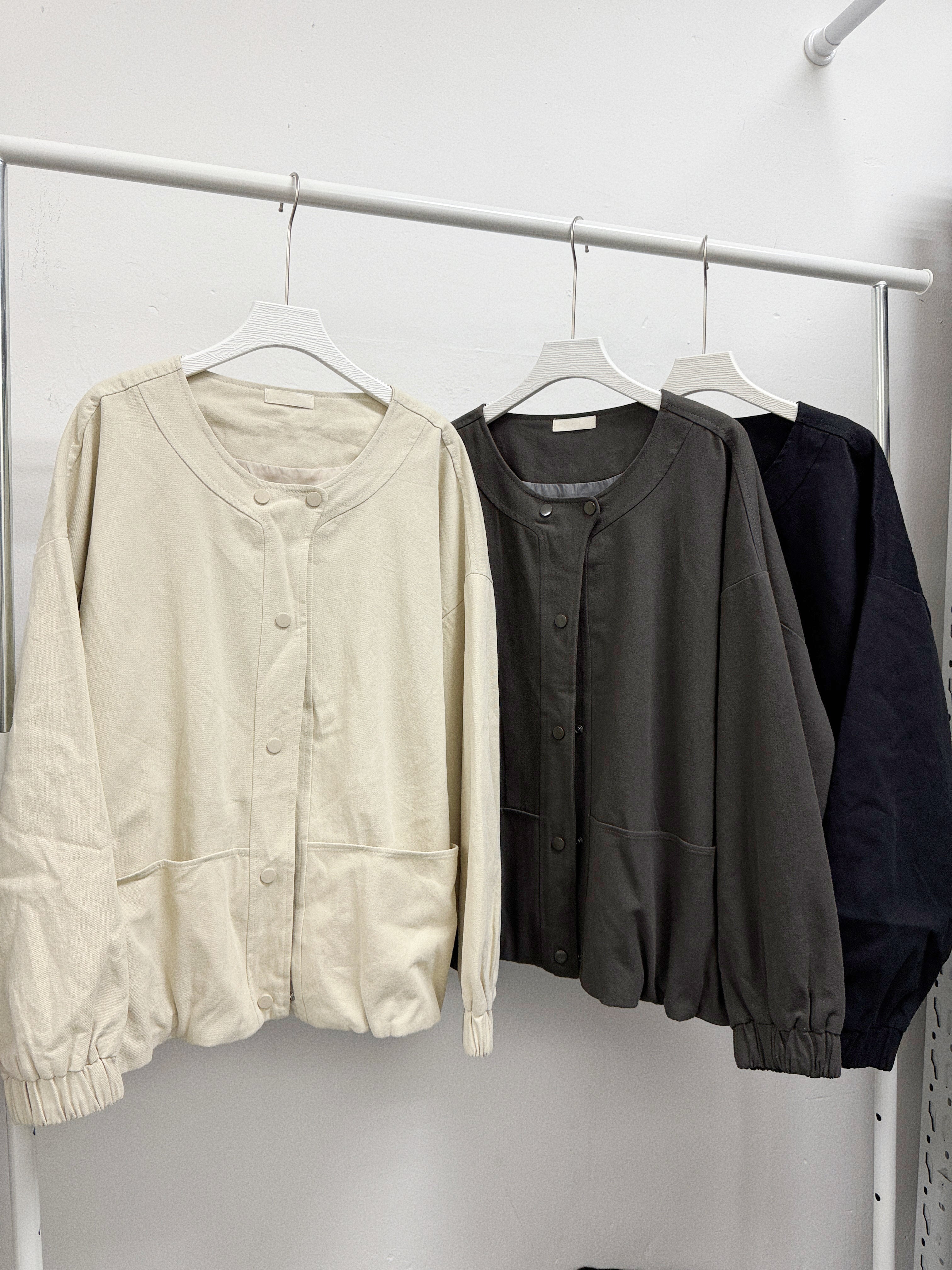 斜布料啪鈕外套丨3 col