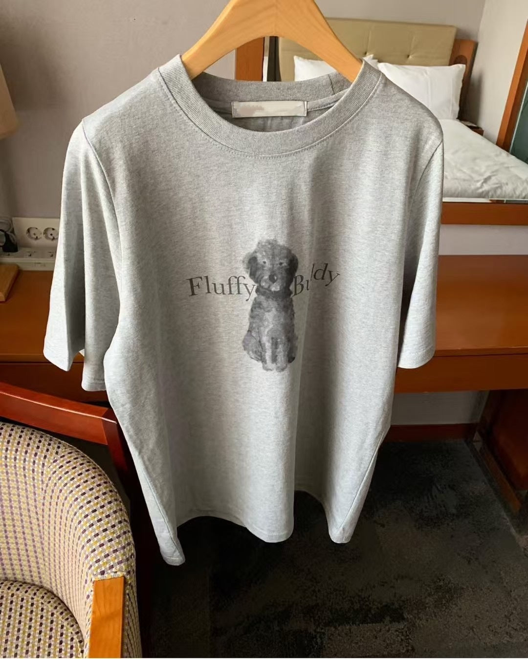 Fluffy buddy狗狗print tee丨白