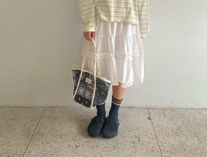 ruffle邊中長半身裙丨2 col