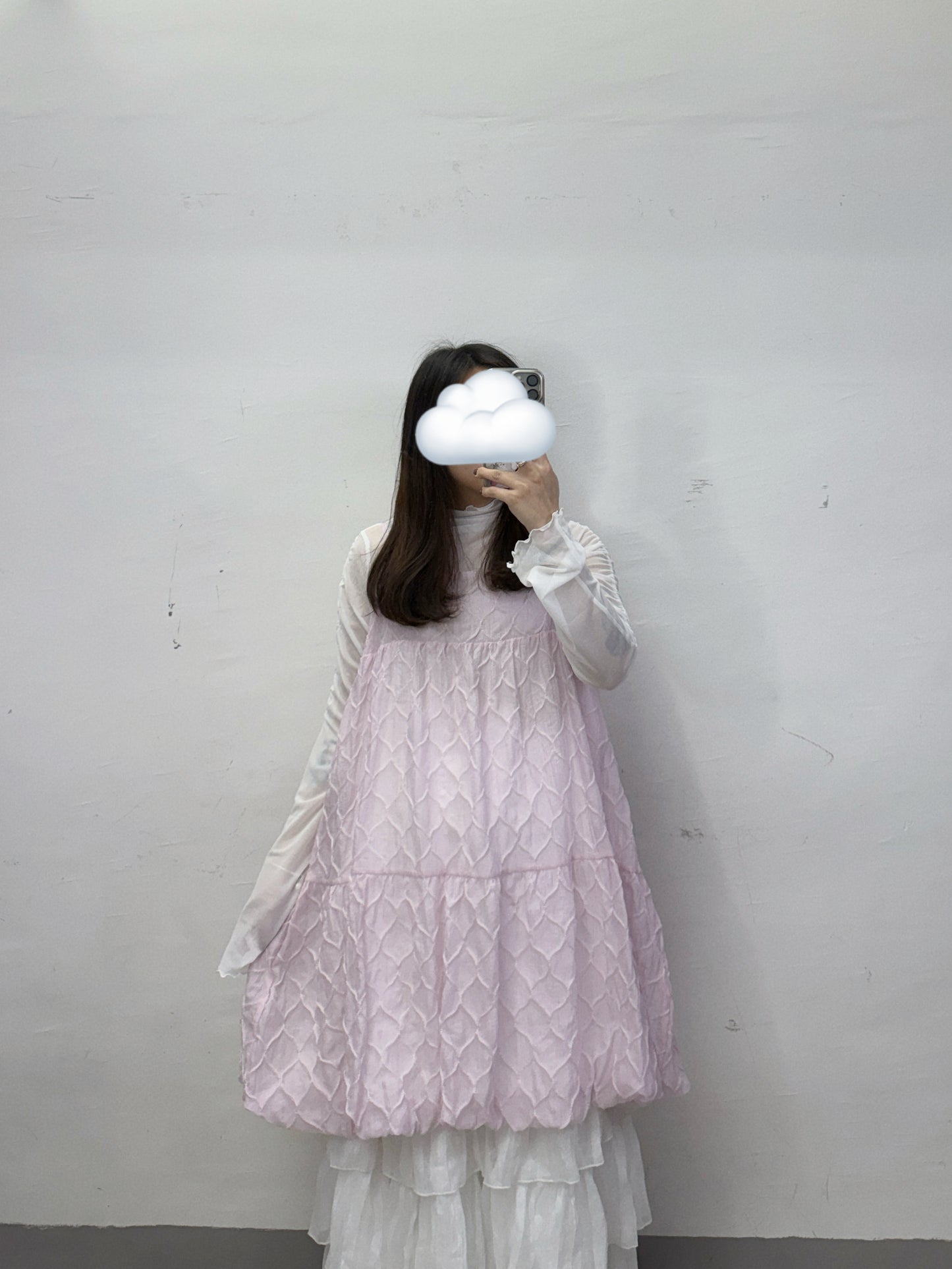 【新品優惠】暗紋泡泡中長ops/外搭丨4 col