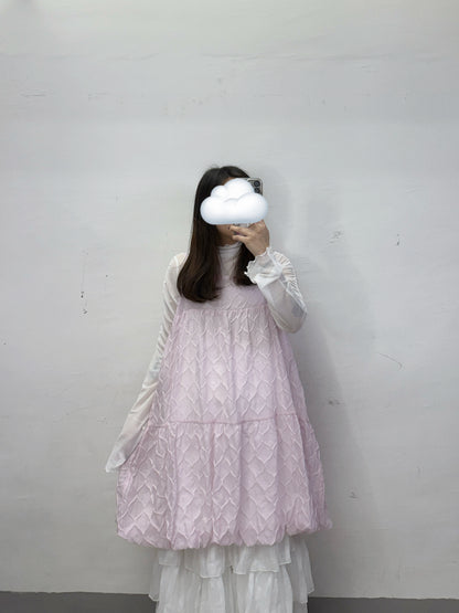 【新品優惠】暗紋泡泡中長ops/外搭丨4 col