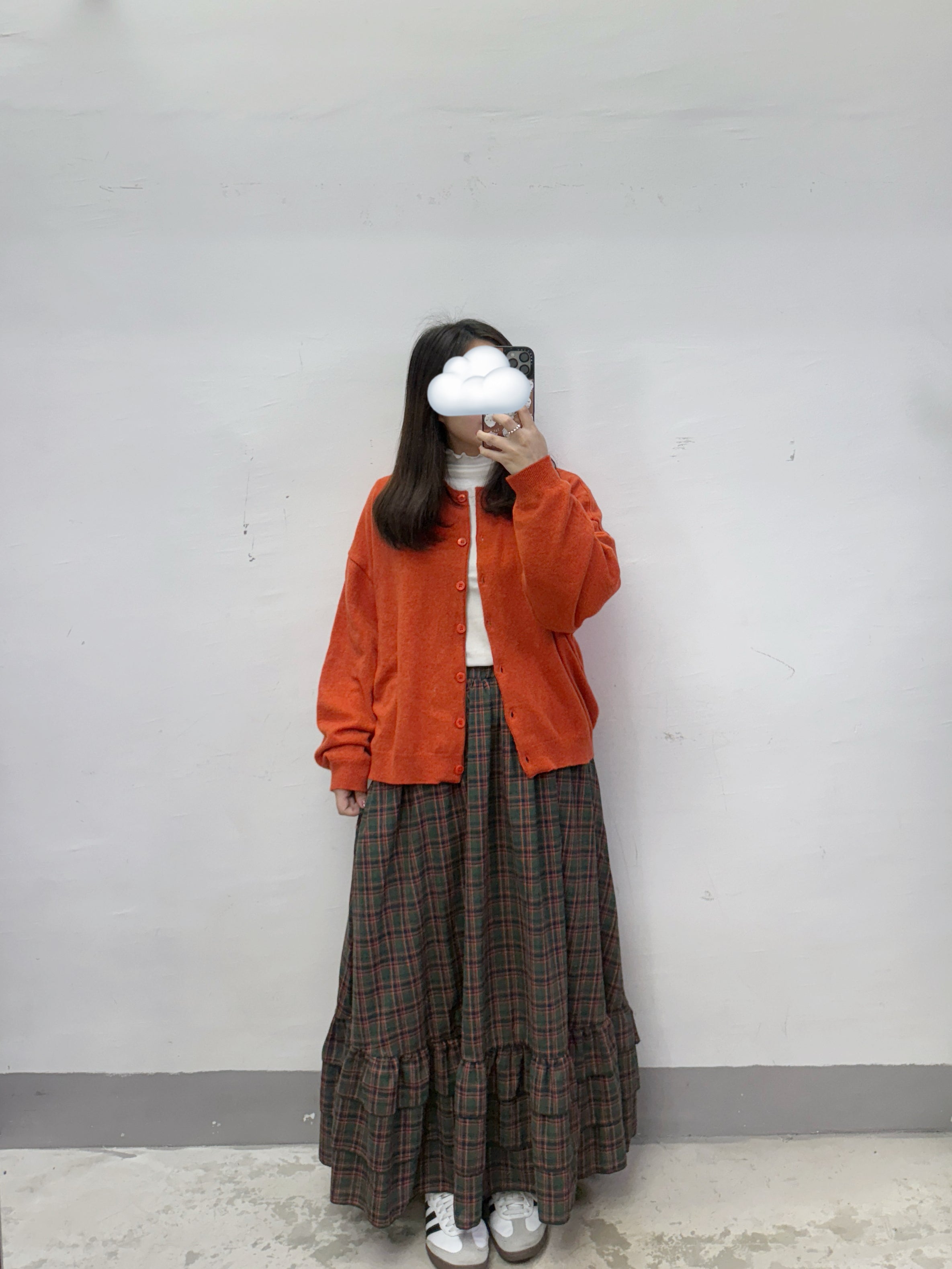 格紋ruffle邊半身裙丨3 col