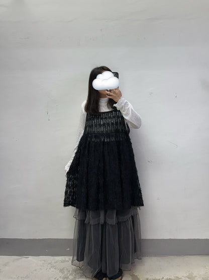 紗紗層層裙丨白 黑