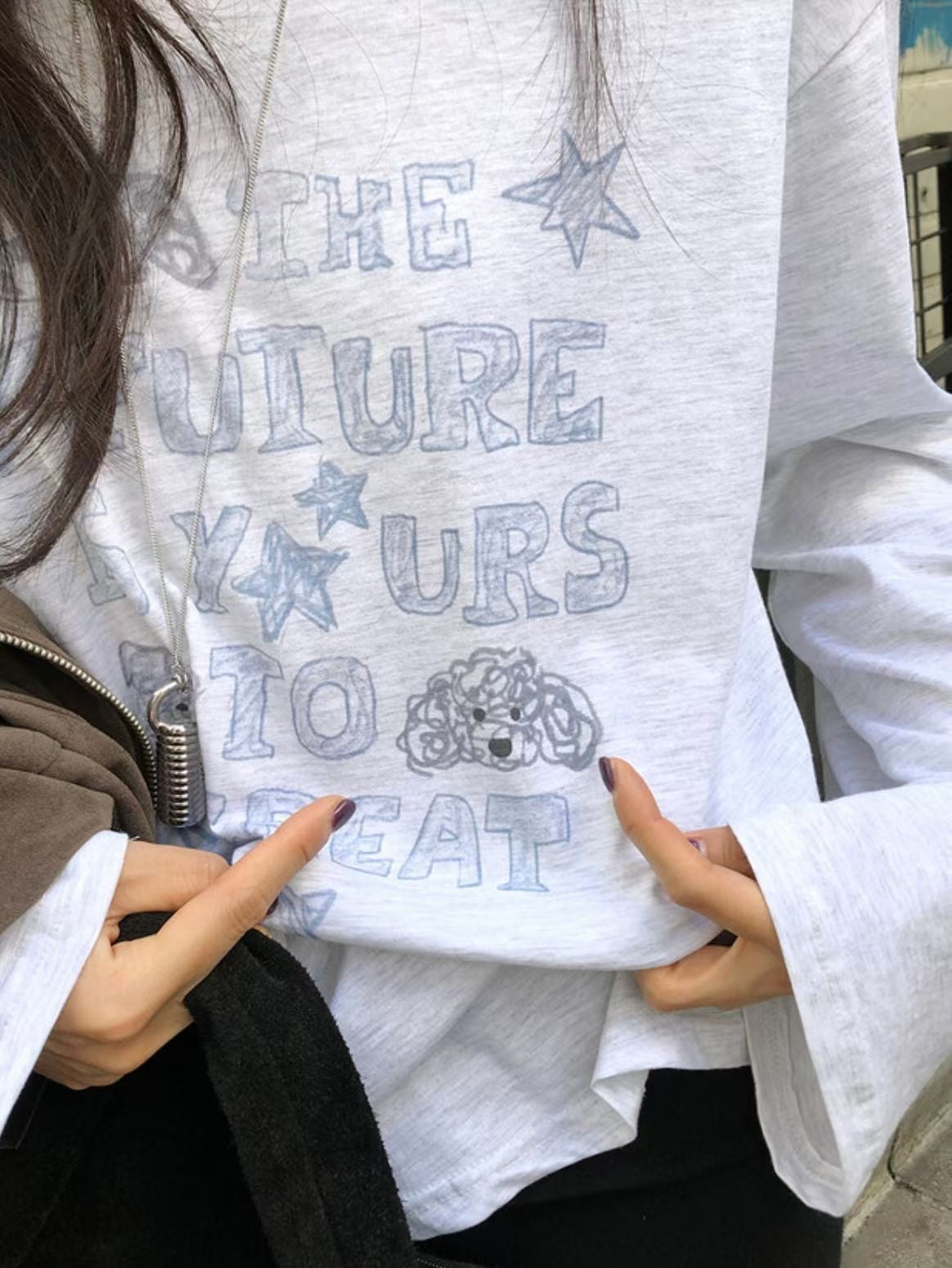 可愛狗狗文字print top丨2 col