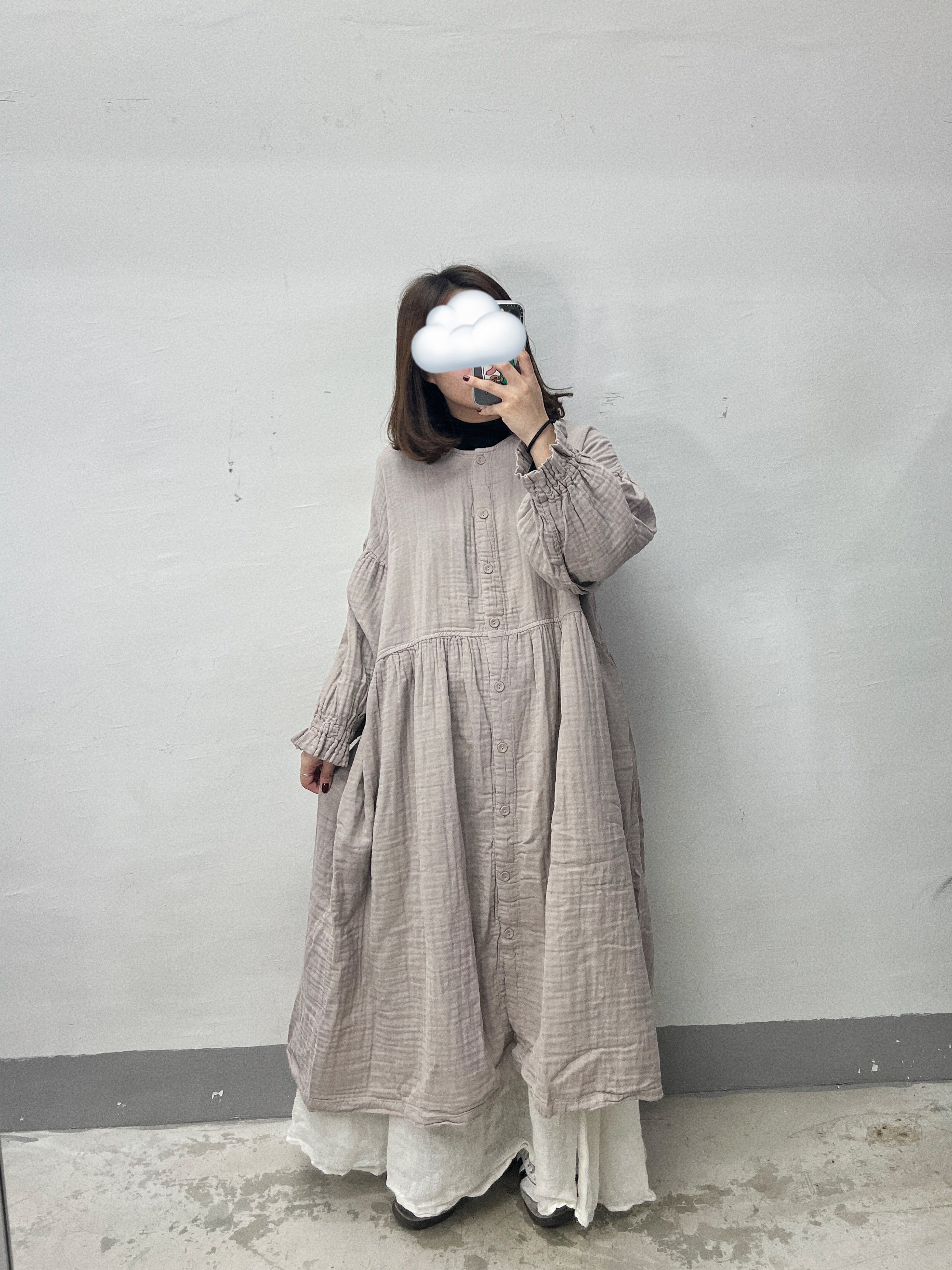 【SALE】bb棉圓領排鈕束袖ops｜3 col