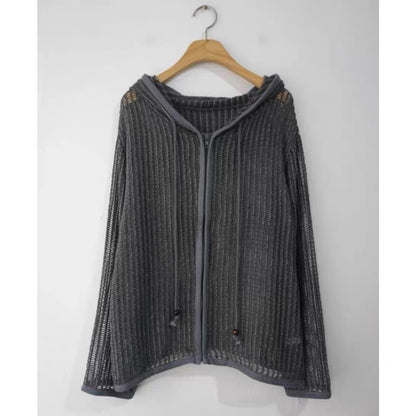 【SALE】網網連帽拉鍊外套丨灰